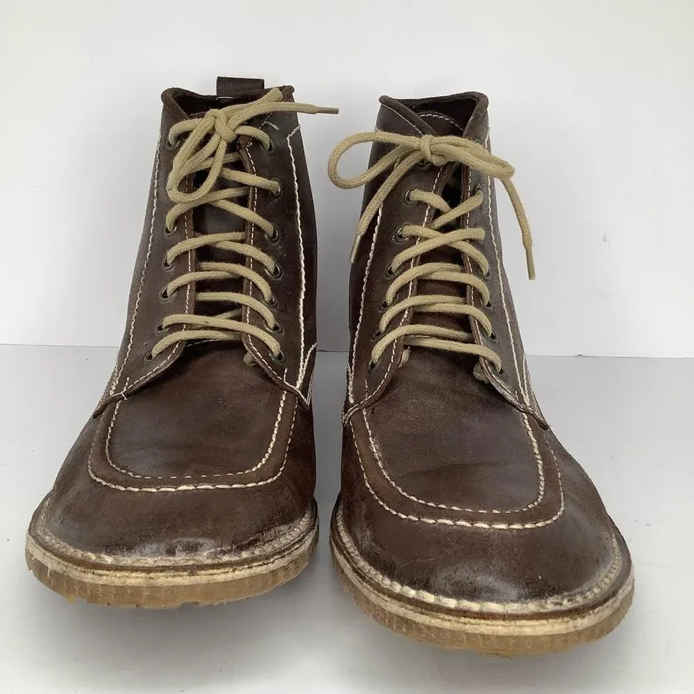 Mark Nason High Hill Brown Leather Lace Up Men's Ankle BootsSz 11.5 Academia
